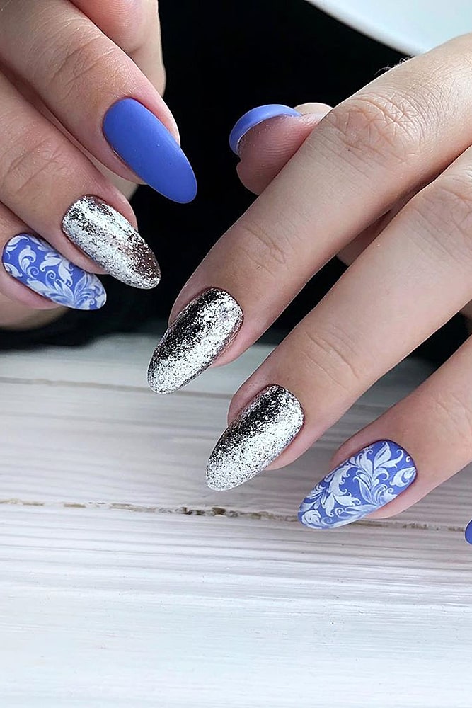 матовый маникюр комби