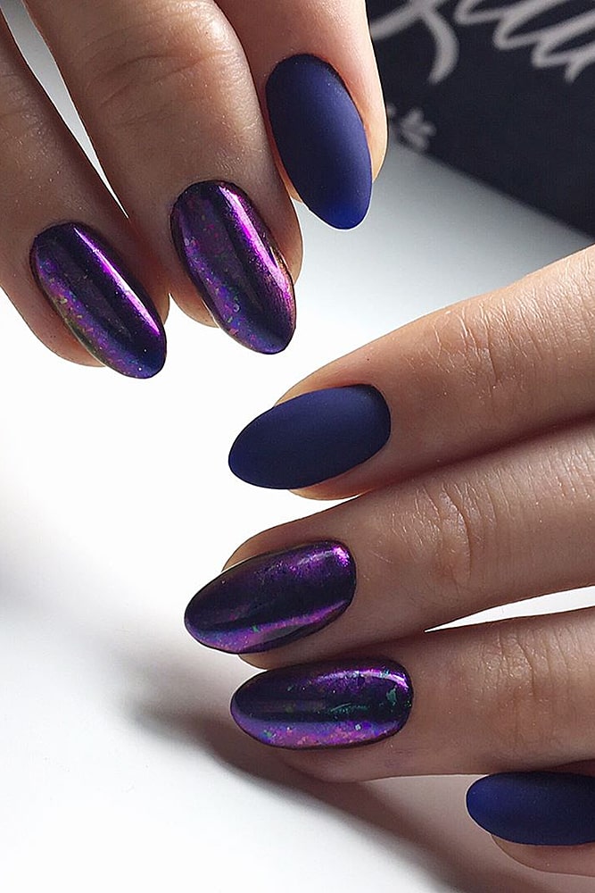 матовый маникюр фиолет втирка