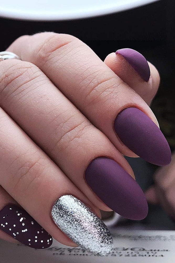 матовый маникюр фиолет