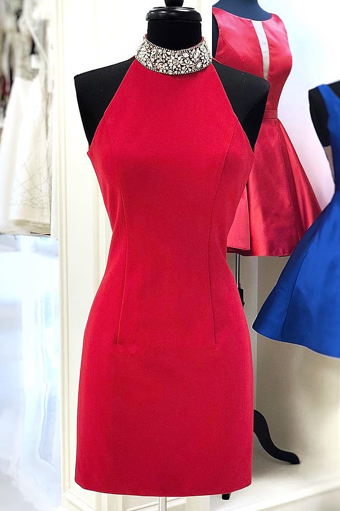 коктейльные платья красное платье под горло