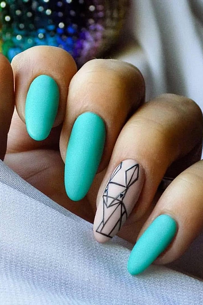 гель лак дизайн матовая бирюза