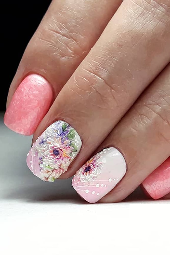 гель лак дизайн розовые цветы