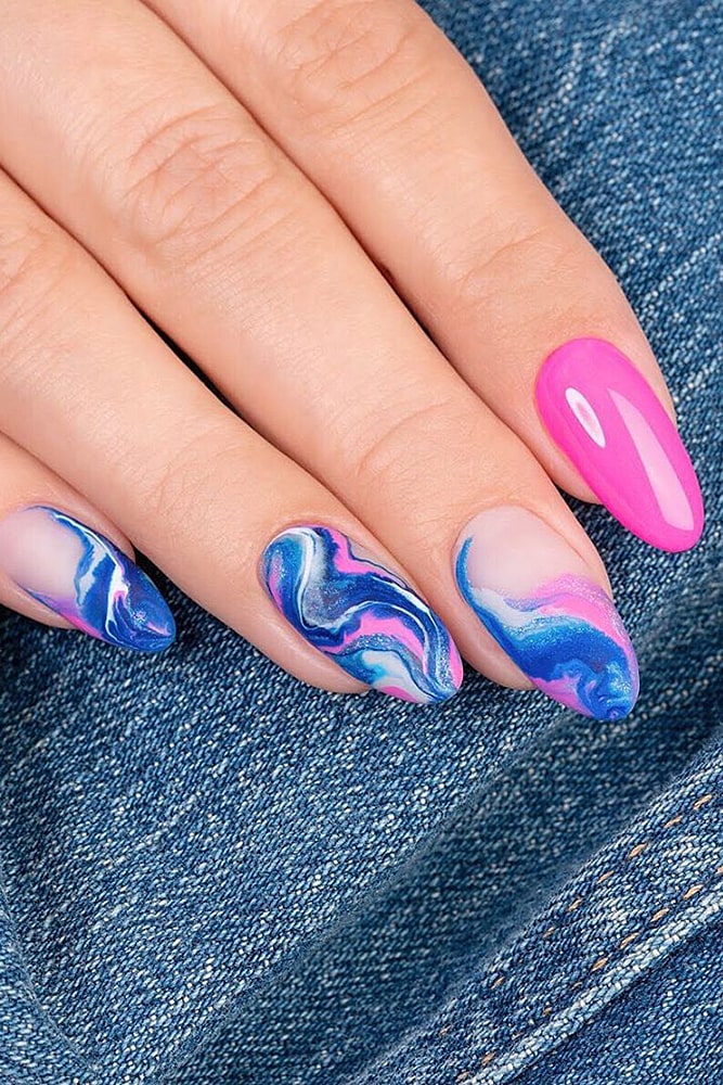 гель лак дизайн синие волны