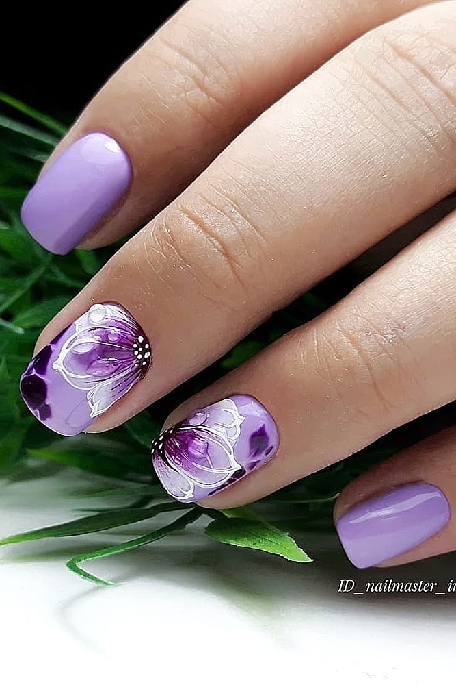 гель лак дизайн сиреневые цветы