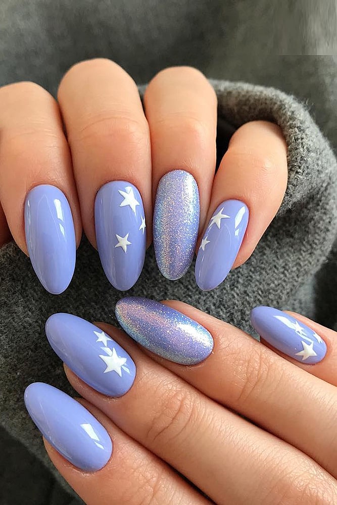 гель лак дизайн сирень звезды