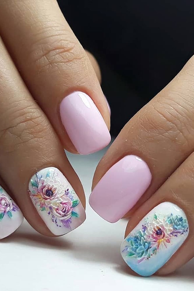гель лак дизайн цветы пастель