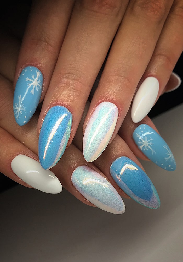 втирка для ногтей голубой серебряный втирка