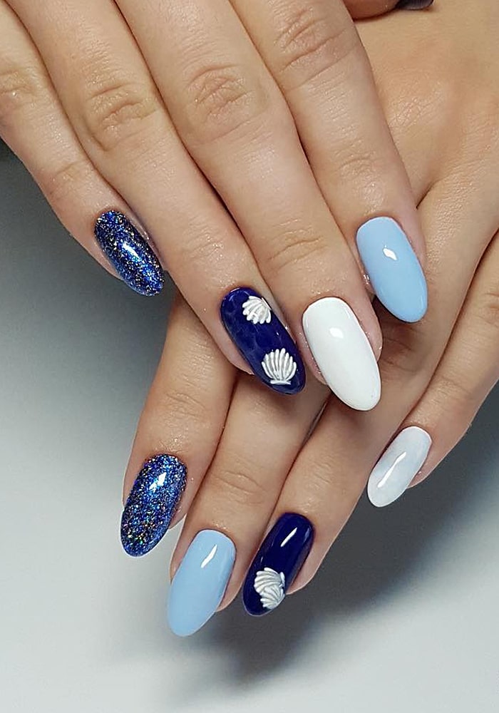 втирка для ногтей синий голубой глитер