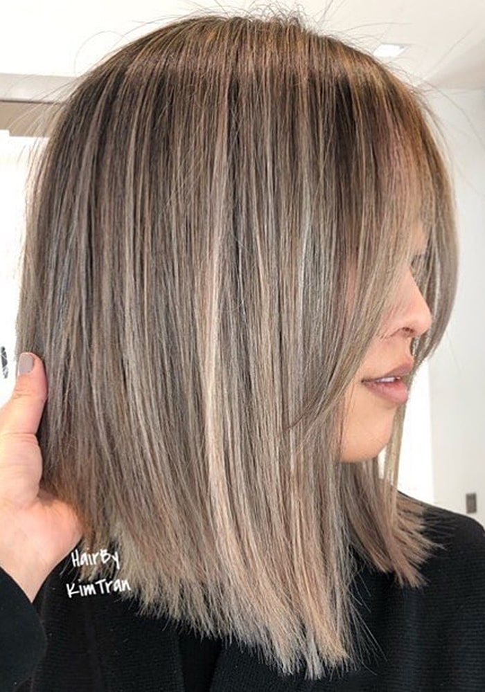 стрижки на средние волосы пепельный оттенок
