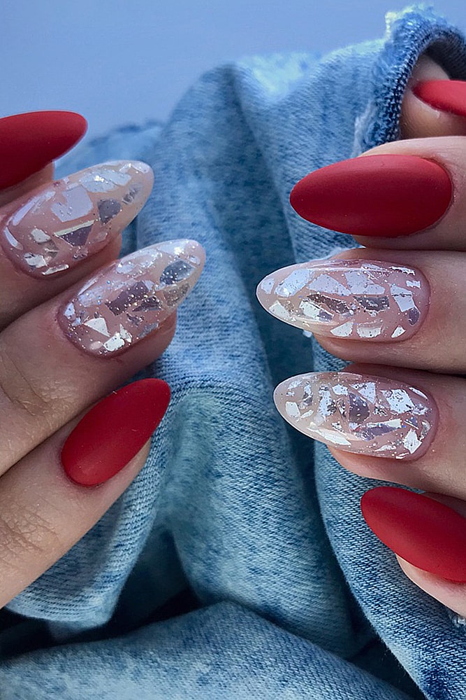 маникюр с фольгой