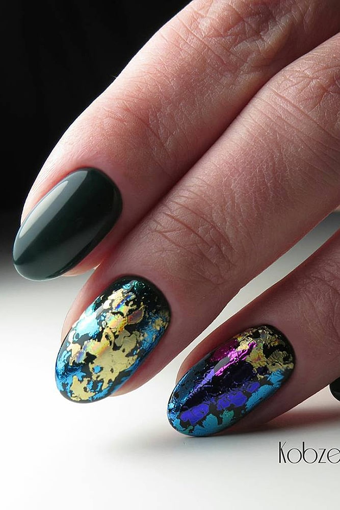 маникюр с фольгой