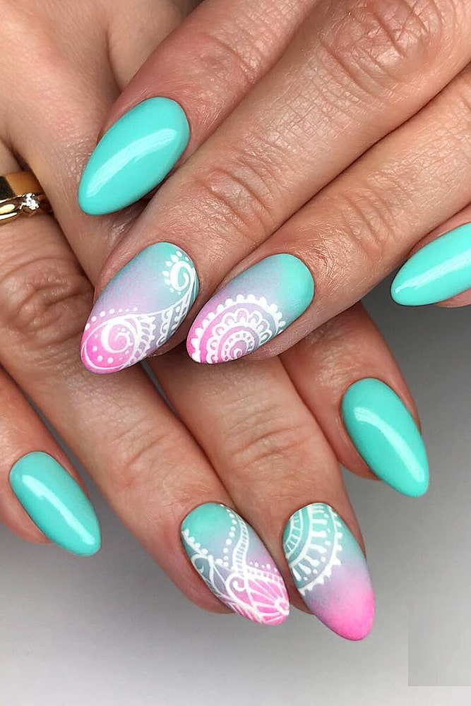 модный маникюр бирюза