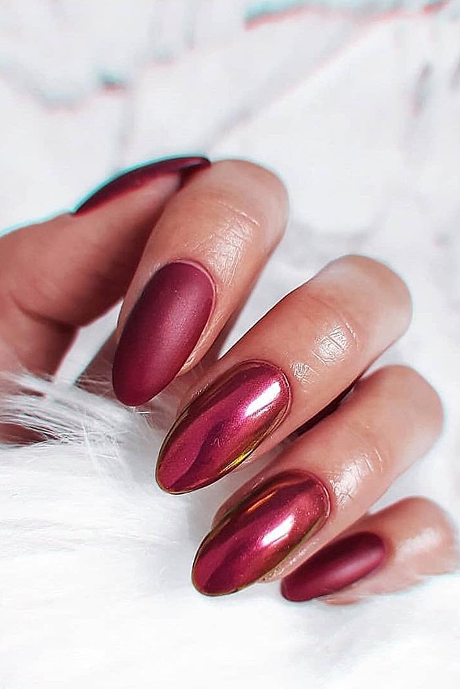 модный маникюр втирка бордо