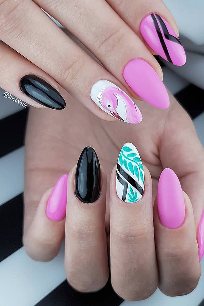 красивый маникюр фламинго-