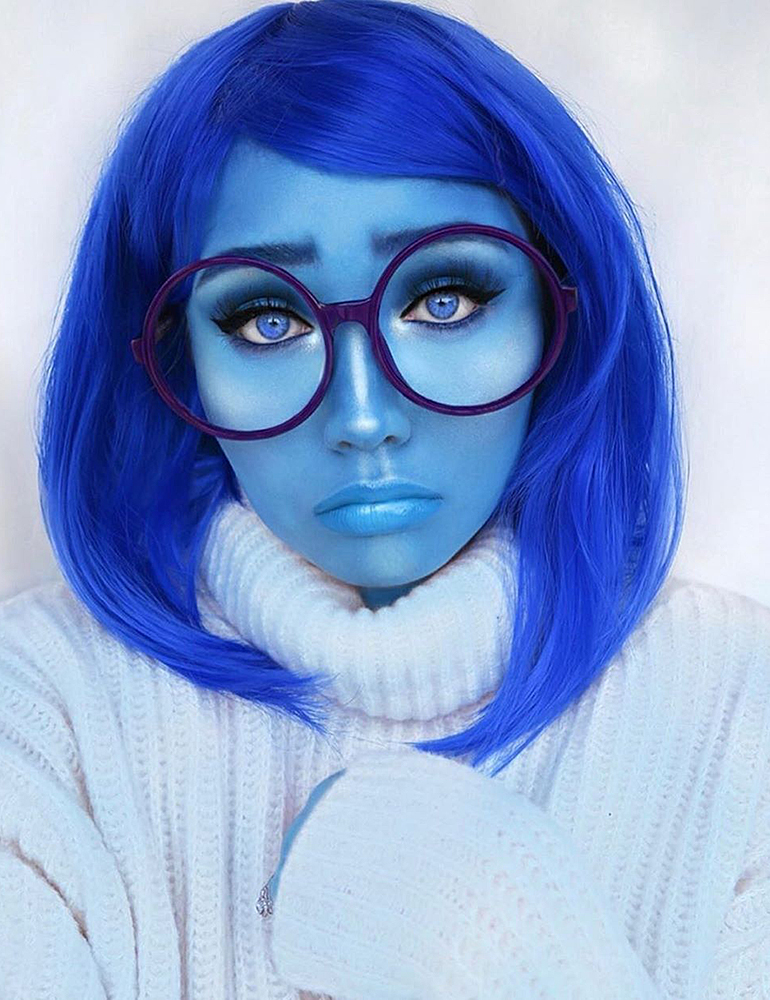 грим на хэллоуин синий грим печаль