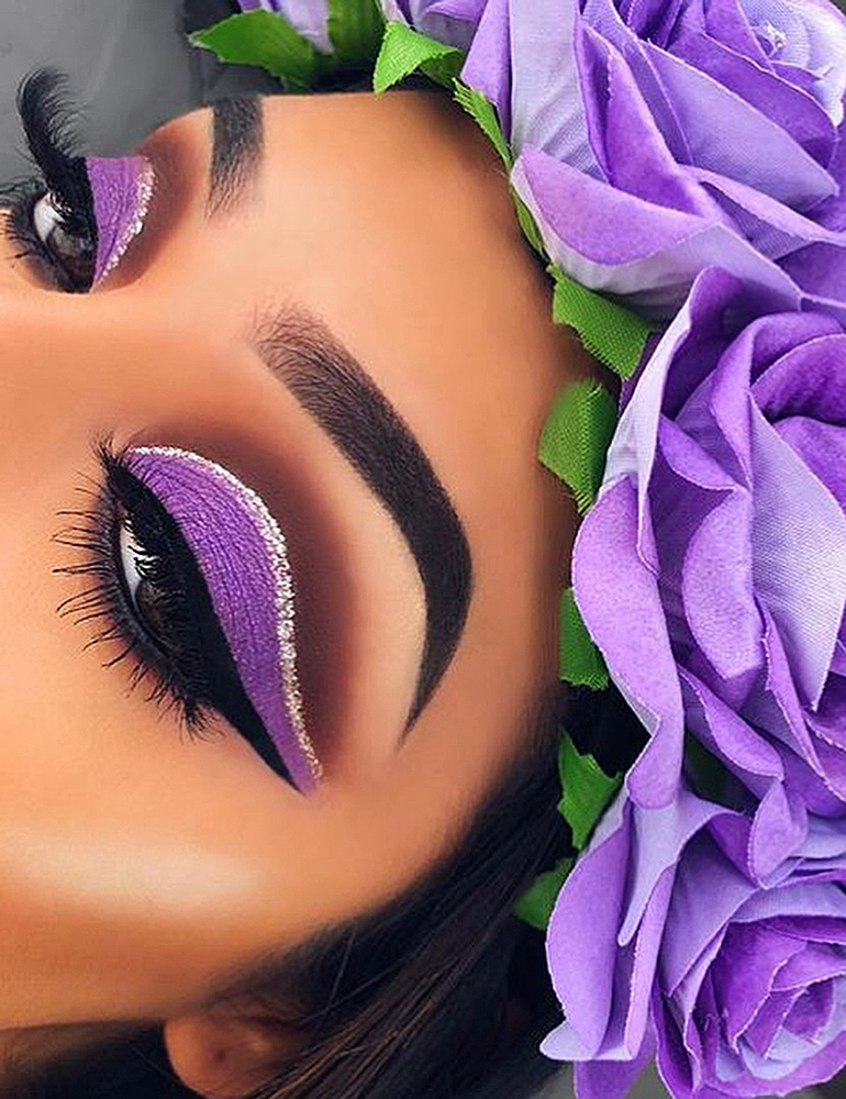 грим на хэллоуин фиолетовый мейк ап