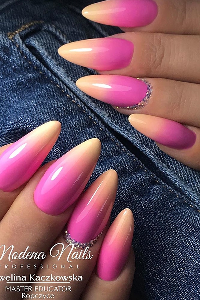 маникюр омбре цветочный