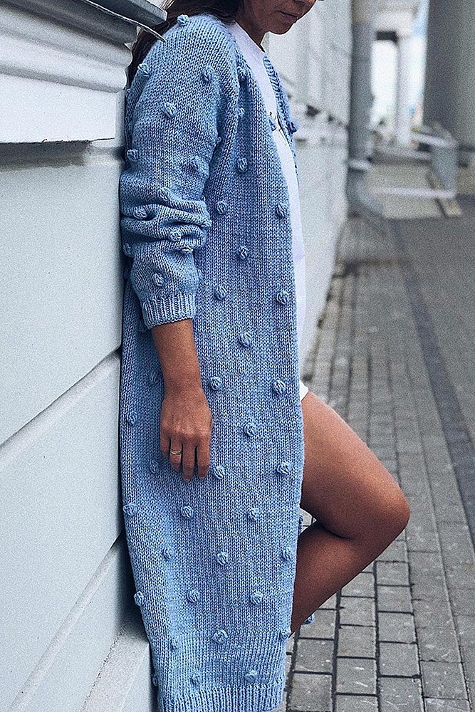 кардиган голубой шерстяной кардиган