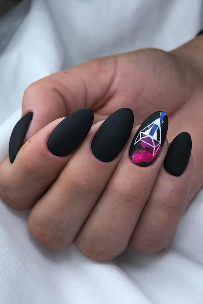 матовый маникюр черный дизайн