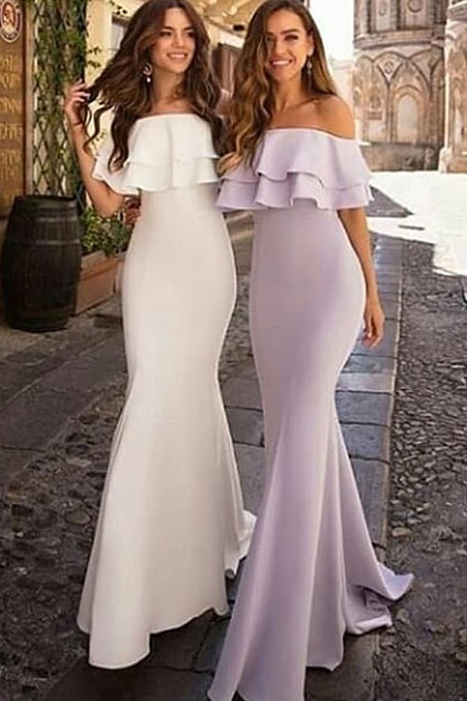 коктейльные платья белое и сиреневое