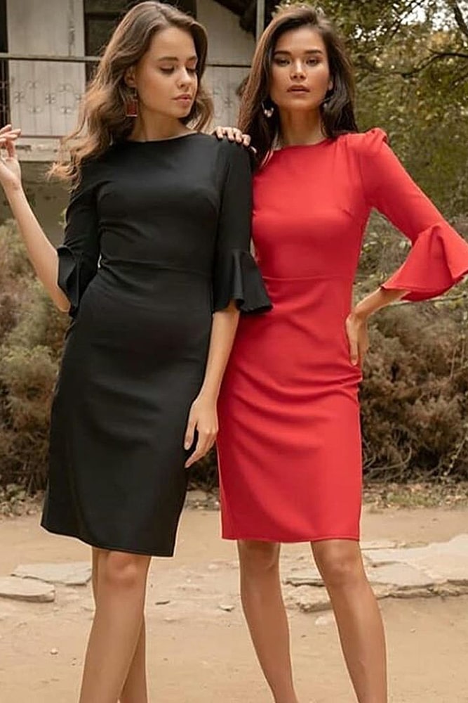 коктейльные платья красное и черное