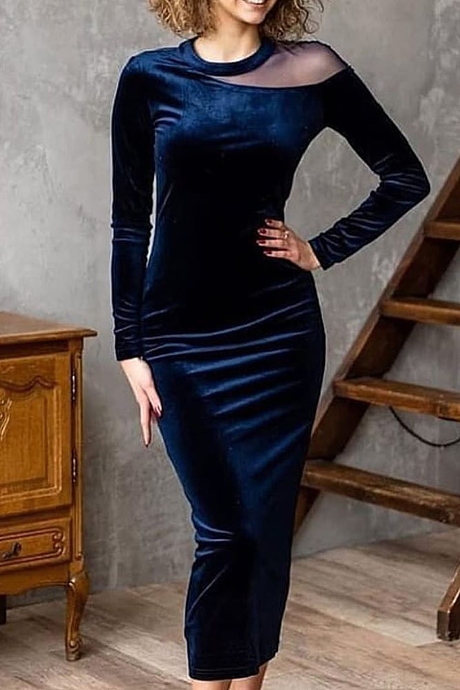 коктейльные платья бархат синий