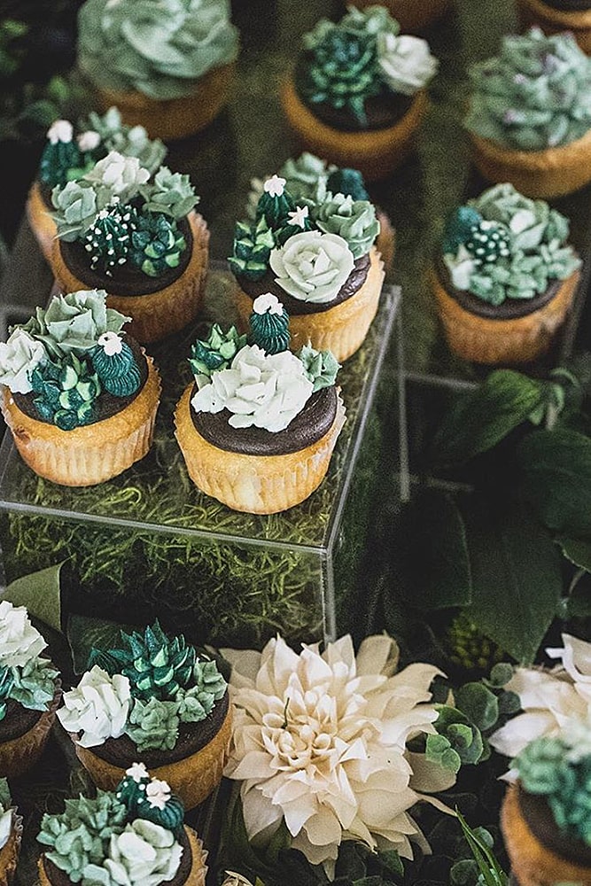 декор свадьбы дессерты в виде суккулентов