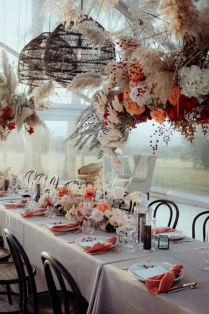 декор свадьбы подвесной декор пампасная трава