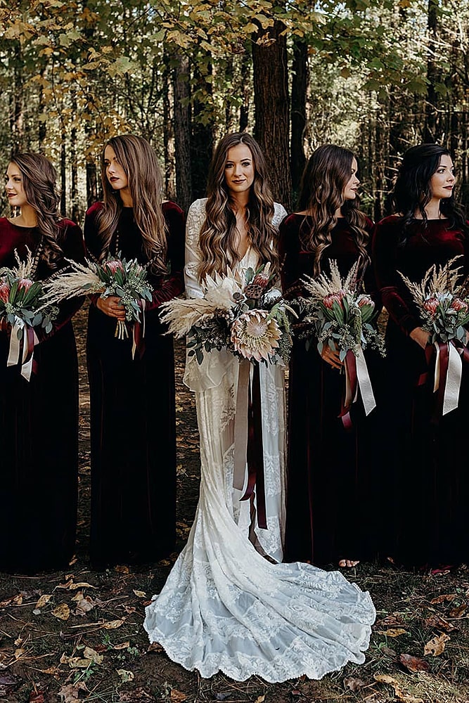 декор свадьбы цвет бургунди подружки невесты