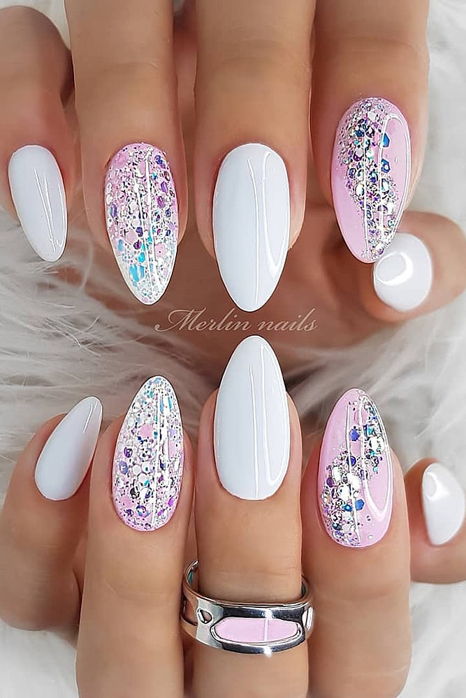 новогодний маникюр блестки