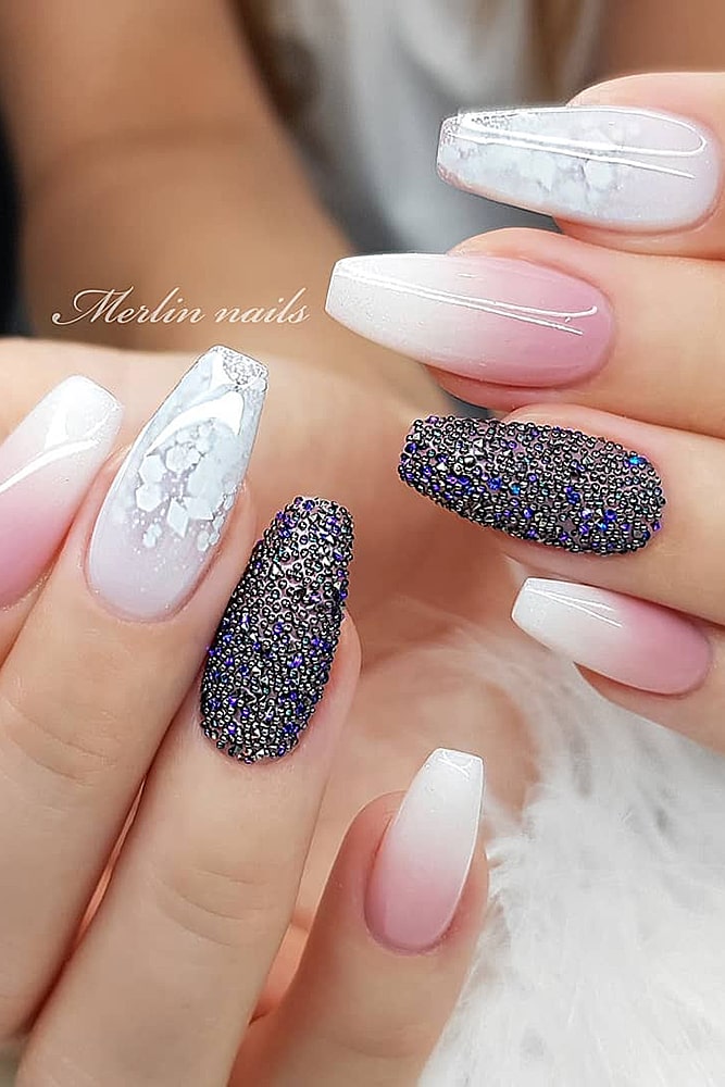 новогодний маникюр градиент