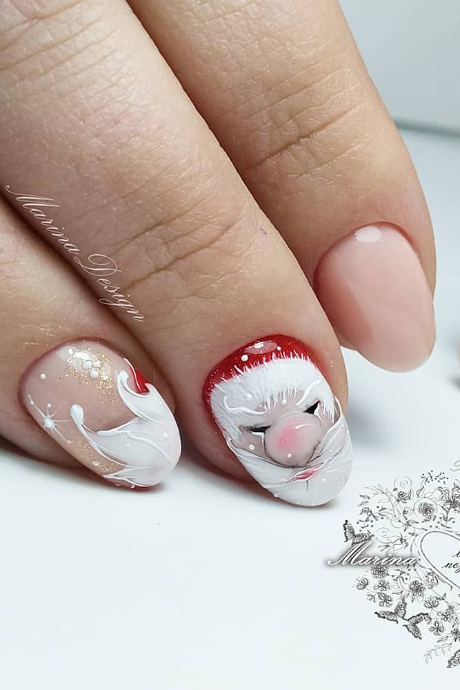 новогодний маникюр дед мороз