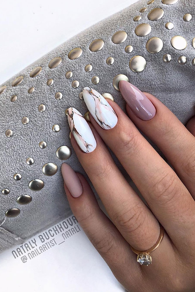 маникюр день святого валентина мрамор