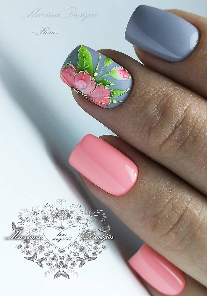маникюр на 8 марта розовый мак