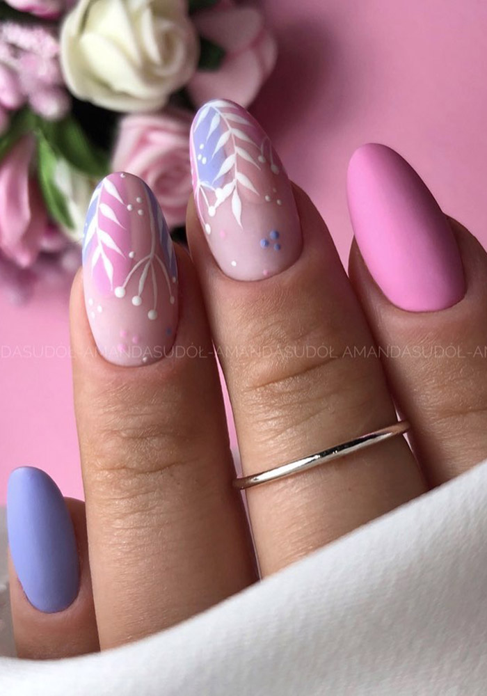 маникюр на 8 марта розовый сиреневый