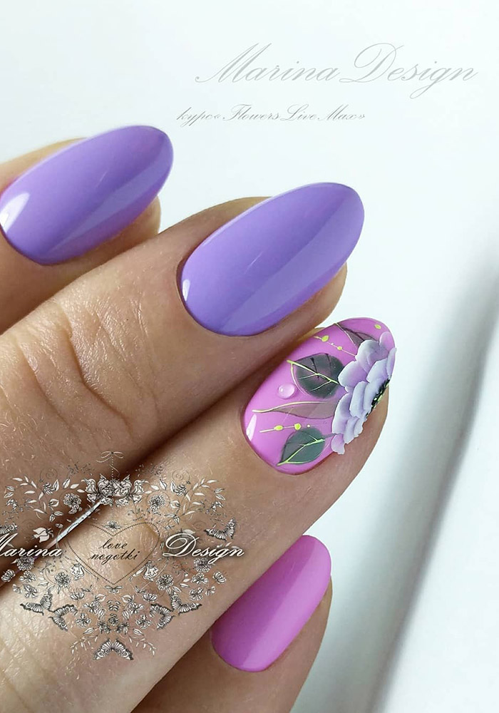 маникюр на 8 марта сирень