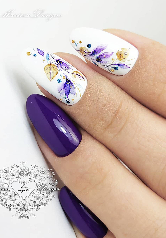 маникюр на 8 марта фиолет