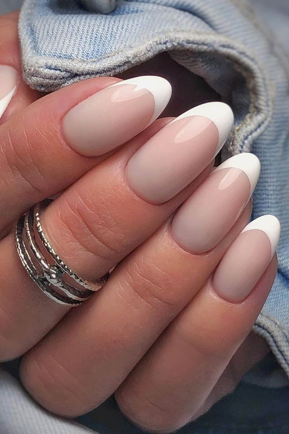 модный маникюр френч джинс