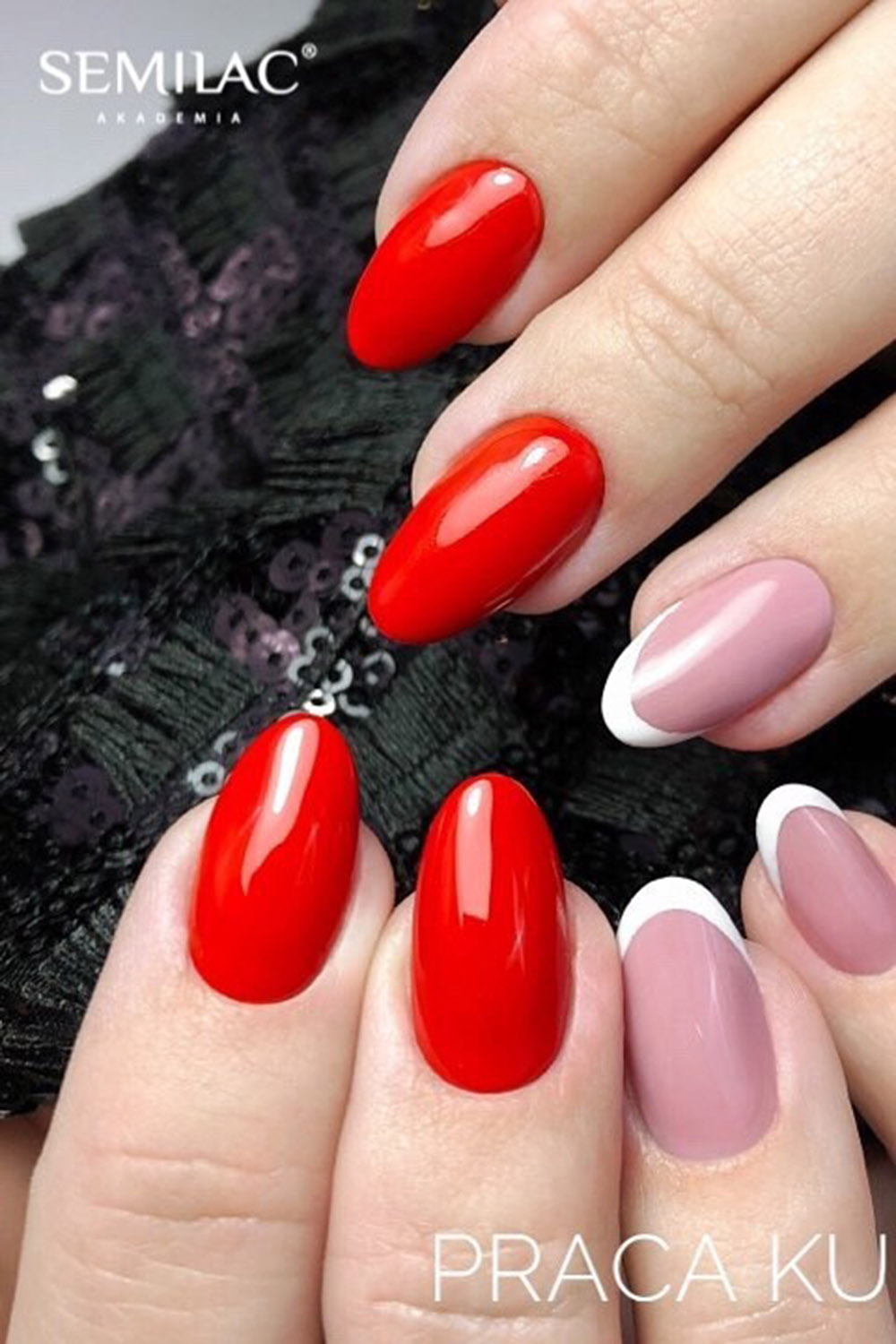 модный маникюр френч красный