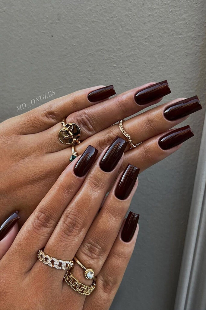 коричневый маникюр длинные ногти