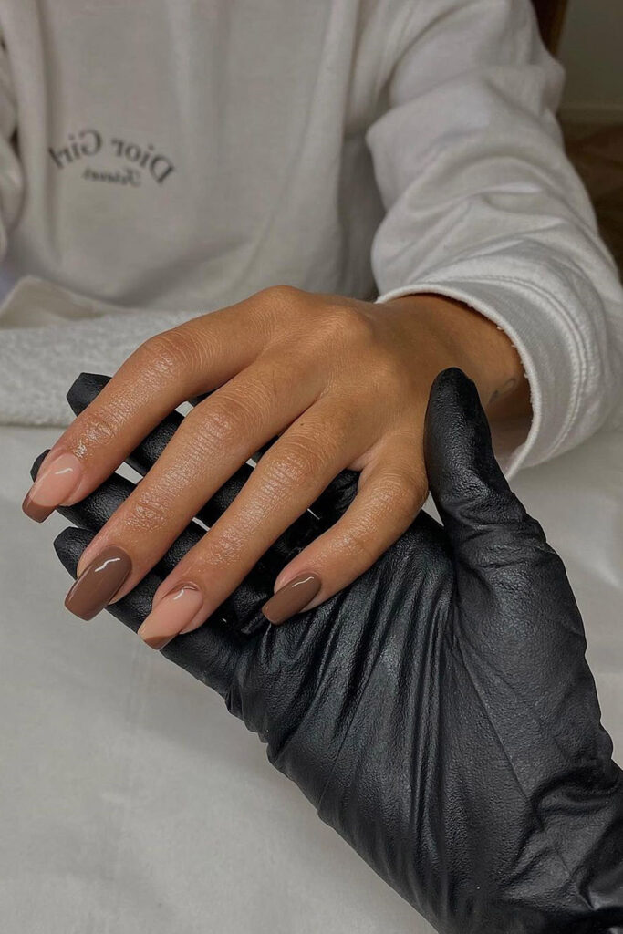 коричневый маникюр модный маникюр